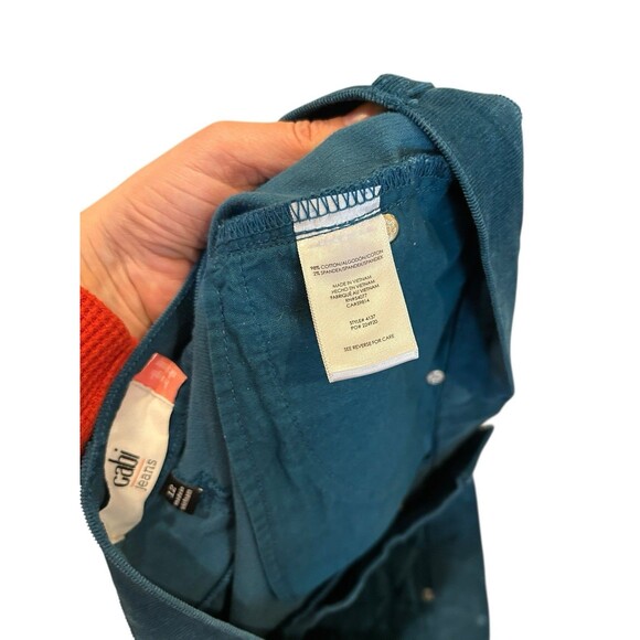 Cabi Size 12 Corduroy High Rise 5-Pocket Skinny Pants Green Teal 4137 - Picture 3 of 4